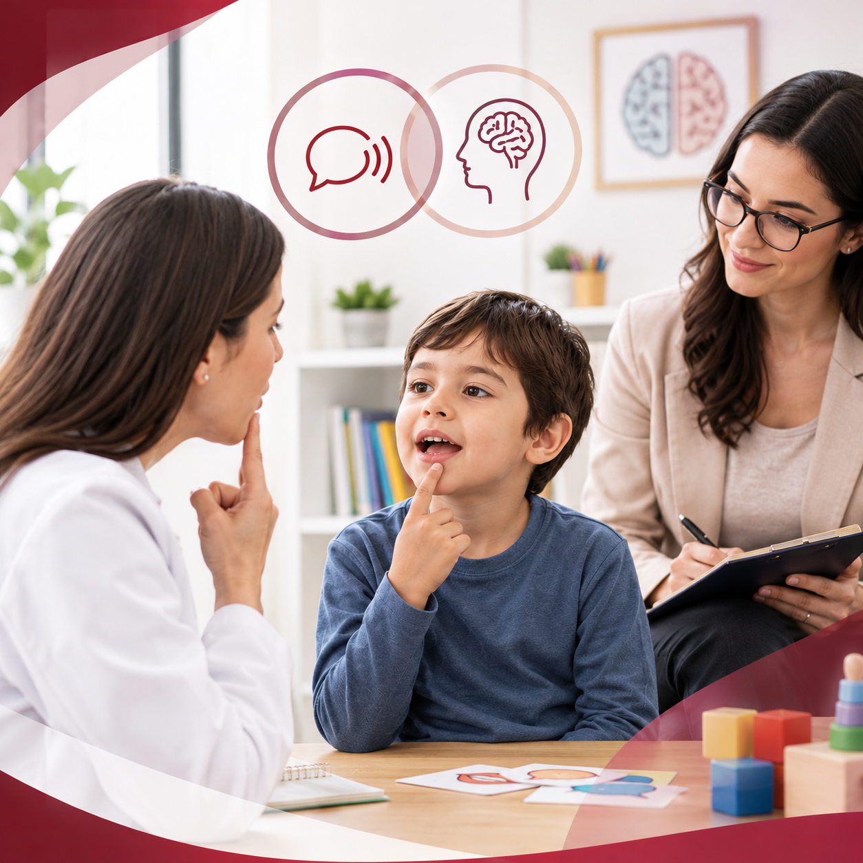 Terapia del habla en clínica acogedora